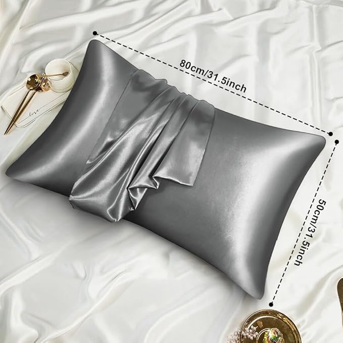 AUAUY 2 Pack Satin Silk Pillowcase, 19.69x31.50in Silk Pillowcases - Image 2
