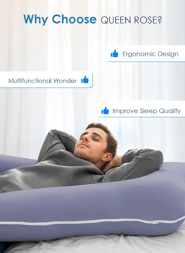 QUEEN ROSE Pregnancy Pillows, 60 Inch Cooling U Shaped Body Pillow - Image 7