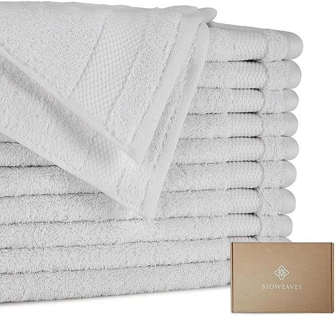 BIOWEAVES 100% Organic Cotton 700 GSM Luxury Wash Cloths GOTS Certified 13" x by BIOWEAVES