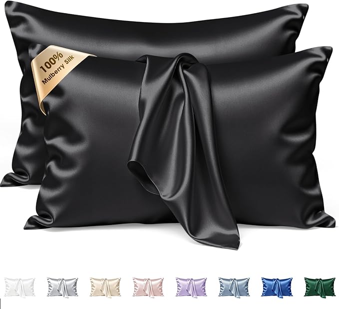 Silk Pillow Cases 2 Pack King Size Mulberry Silk Pillowcase Set of 2 by BRINGYOUTHEBEST