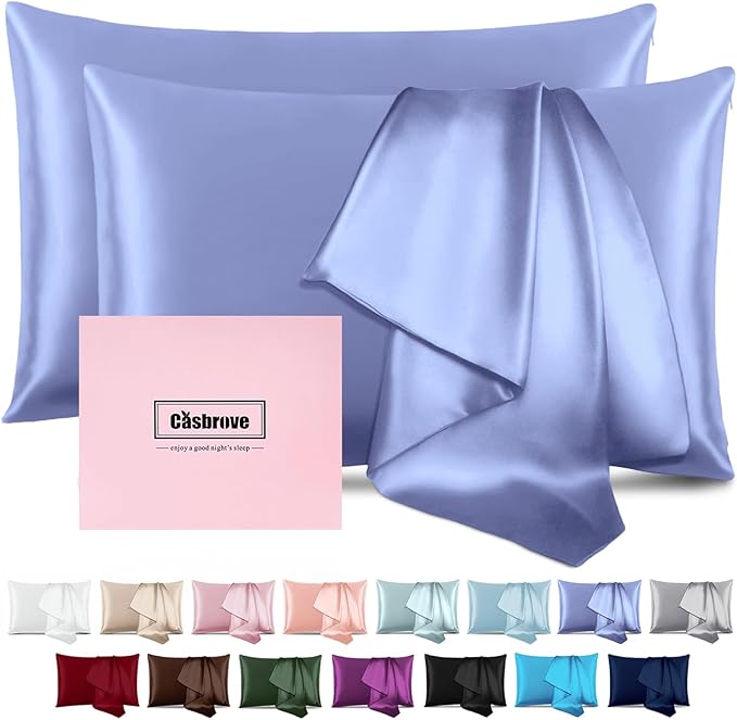 Silk Pillow Cases 2 Pack Mulberry Silk Pillowcases Soft Breathable Both Sided by Casbrove