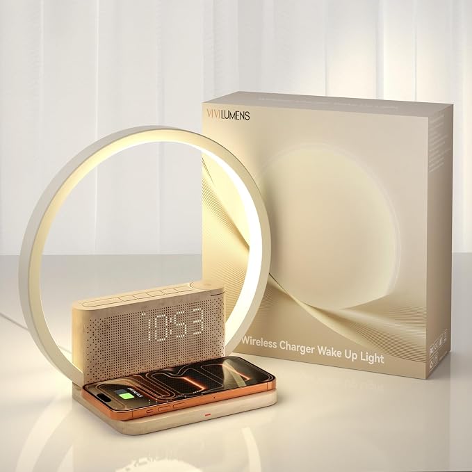 Vivilumens Sunrise Alarm Clock Wireless Charger, 10 White Noise Sound Machine by LightUpExquisiteLife