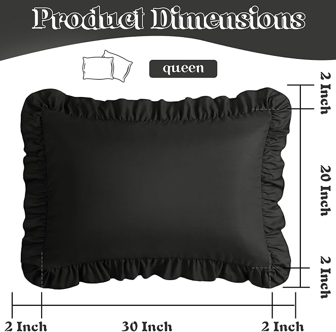 KKJIAF Ruffle Pillow Cases Queen Size Set of 2, Ruffled Pillow Covers - Image 3