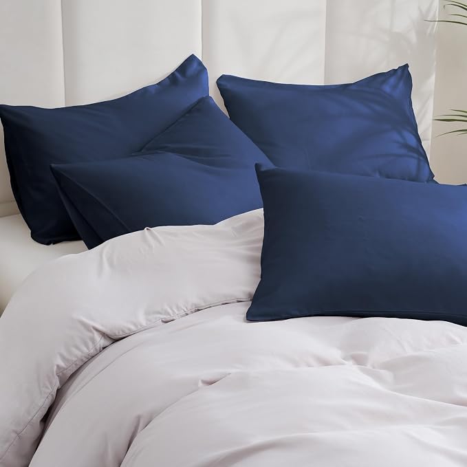 ZPECC Navy Pillow Cases Queen Size Set of 4, 20x30 Envelope Closure Pillowcases - Image 2