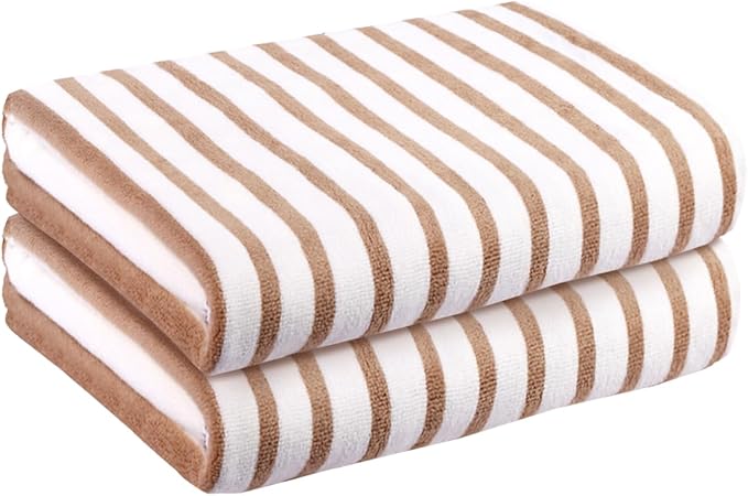 JML Beach Towels Set of 2, Large Microfiber Bath Towel Cabana Stripe, Quick - Image 2