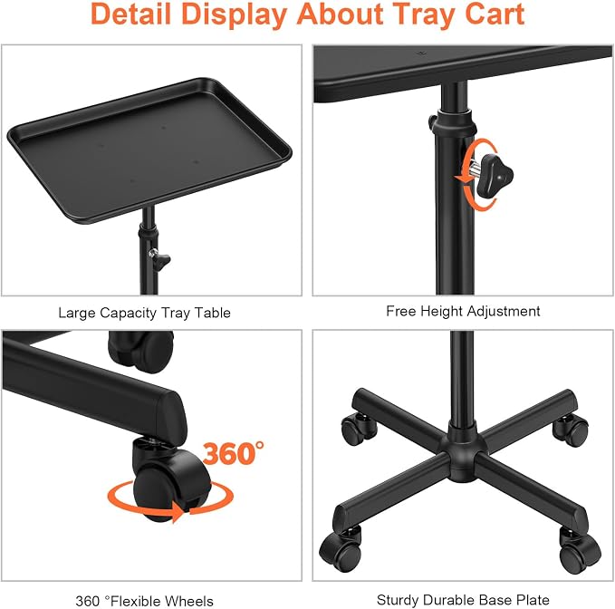 Salon Tray Cart Tattoo Tray Rolling Cart, Service Rolling Tray, Height - Image 3