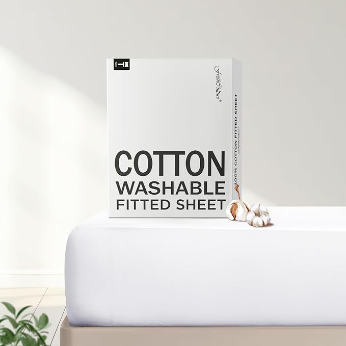 FreshCulture Pure Cotton Fitted Sheets Twin Size, 300 Thread Count Percale by FreshCulture