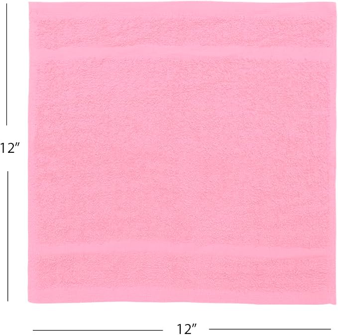 Avalon Towels Cotton Washcloths 24-Pack – 12 x 12 Inch Pink Super Soft & - Image 8