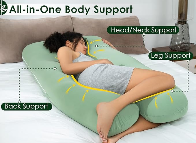 QUEEN ROSE Cooling Pregnancy Pillows, U Shaped Full Body Maternity Pillow - Image 2