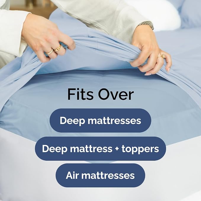 Extra Deep King 400 Thread Count Cotton Fitted Sheet - Image 6