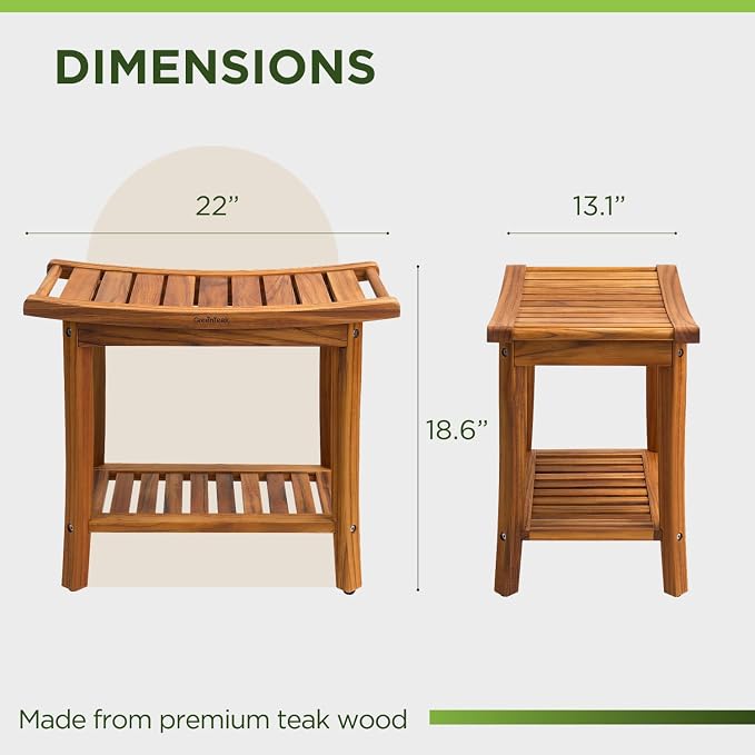 Premium 22" Teak Wood Shower Bench - Image 3