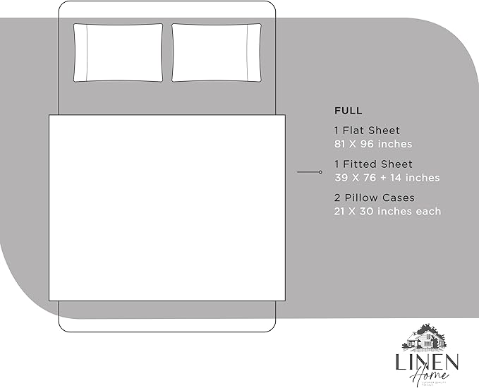 Linen Home 100% Cotton Percale Sheets Full Size, Snow White, Deep Pocket - Image 6
