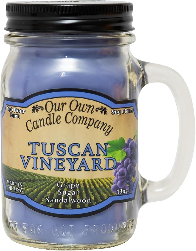 Our Own Candle Company, Tuscan Vineyard Scented Mason Jar Candle, 100 Hour Burn by OurOwnCandleCompanycandles