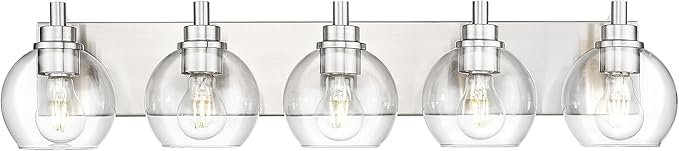 Bathroom Light Fixtures, 5 Light Brushed Nickel Vanity Light, 32 Inch Modern by Metwet