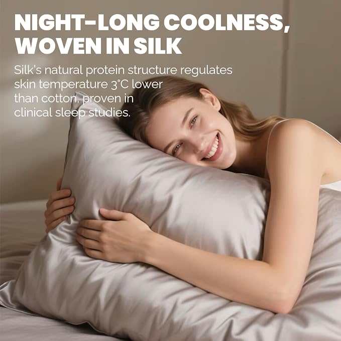 Ravmix Silk Pillow Cases with Zipper, 21momme Mulberry Silk Pillowcase - Image 4