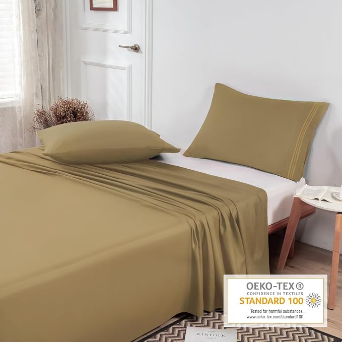 Lirex Twin Size Flat Sheet Only，Ultra Soft & Breathable Brushed 1800 - Image 4