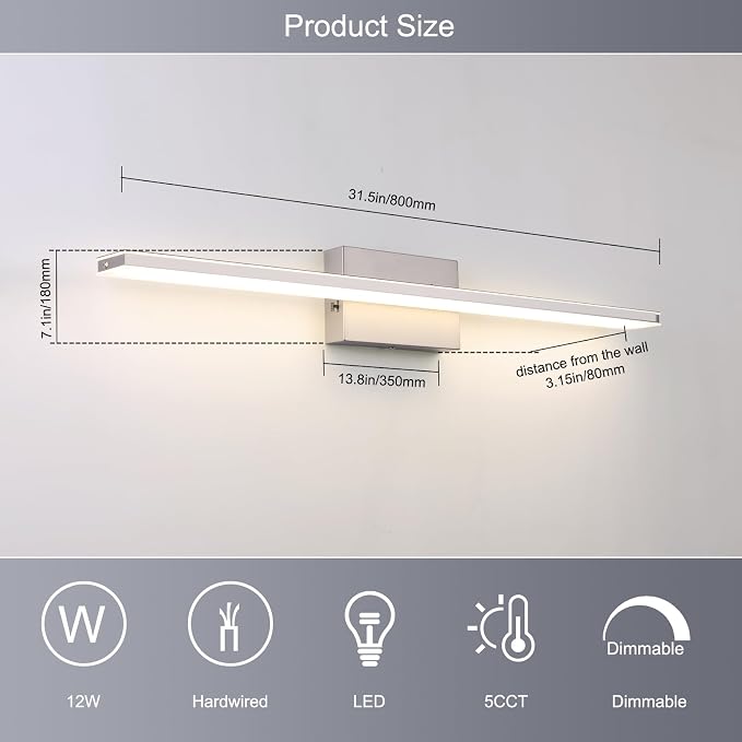 LED Brushed Nickel Vanity Light - Image 5