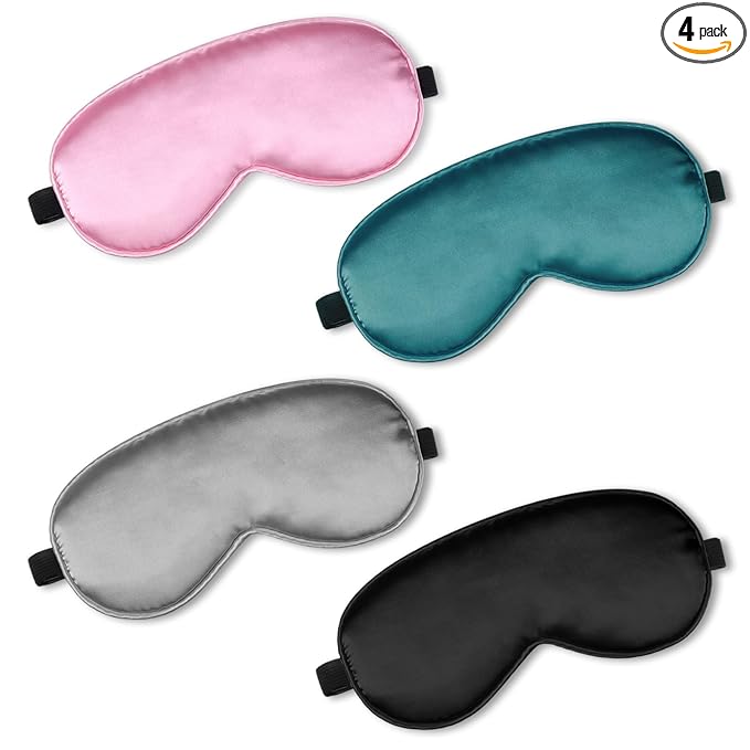 BBTO 4 Pcs Silk Sleep Eye Masks Smooth Soft Satin Eye Covers by BBTO