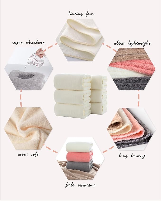 Lumimi Towels 6 Piece Soft Microfiber Bath Towel Set Salon Gym Yoga Travel - Image 2