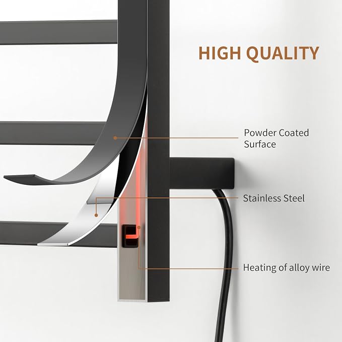 Wall Mounted Towel Warmer Square 10 Bars - Image 5