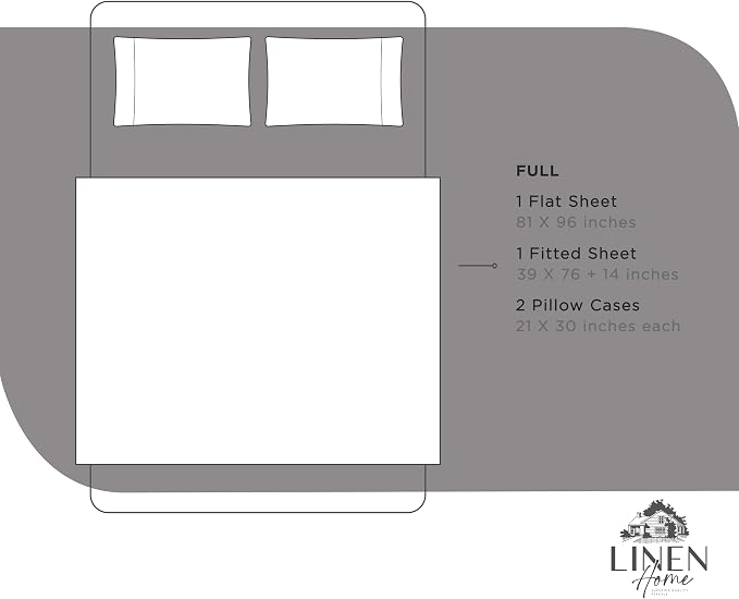 Linen Home 100% Cotton Percale Sheets Full Size, Deep Pocket, 4 Pieces Set - Image 6