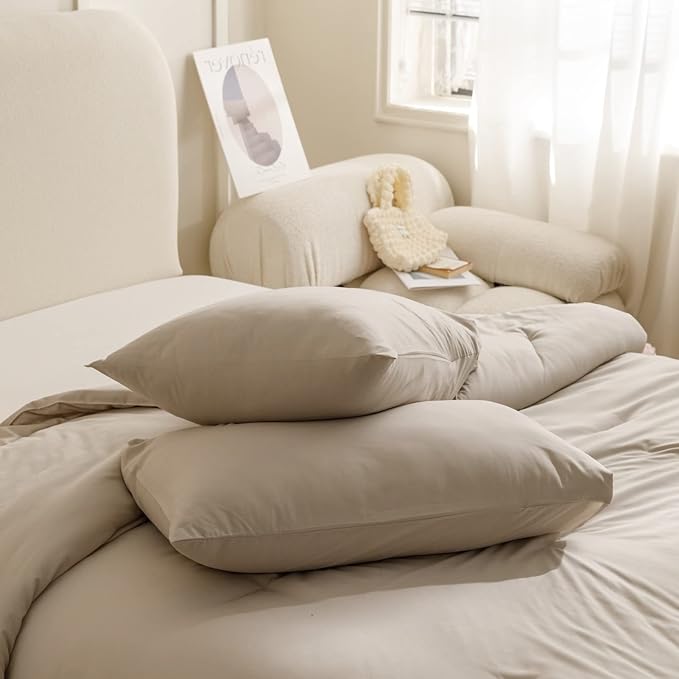 ROSGONIA Queen Comforter Set Oatmeal - Image 6