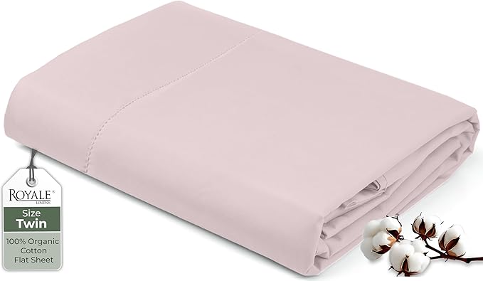 Royale Linens 100% Organic Cotton Twin Flat Sheet Only by ROYALELINENS