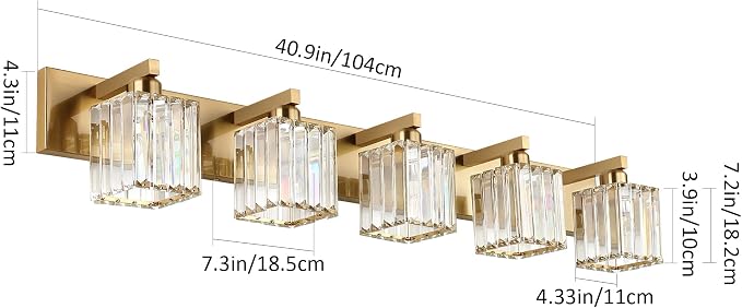 Aipsun Bathroom Vanity Lights Fixtures Crystal Vanity Light 5 Light Modern - Image 3