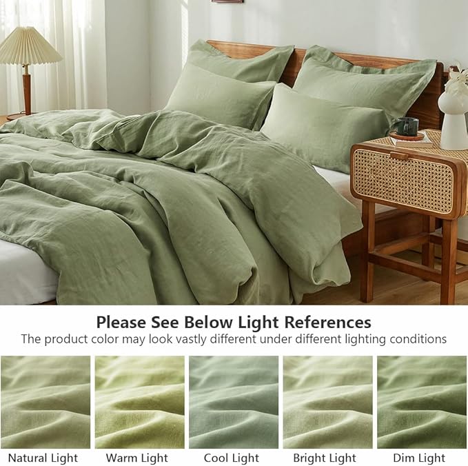 Simple&Opulence 100% Washed Linen Duvet Cover Set 5pcs Basic Style Natural - Image 6