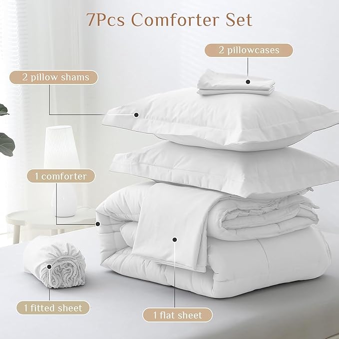 JOLLYVOGUE Full Comforter Set, Ultra-Soft Bed in a Bag Full Size 7 Pieces - Image 5