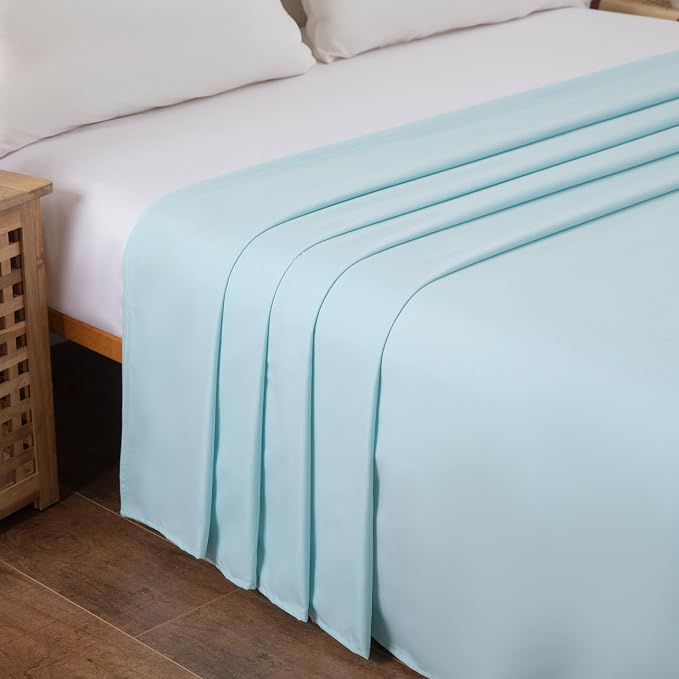 Twin Flat Sheet Only，66x96Inch Light Blue - Image 3