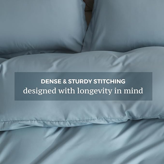 JSD Dusty Blue Duvet Cover Set King Size, 3 Piece Duvet Cover - Image 5