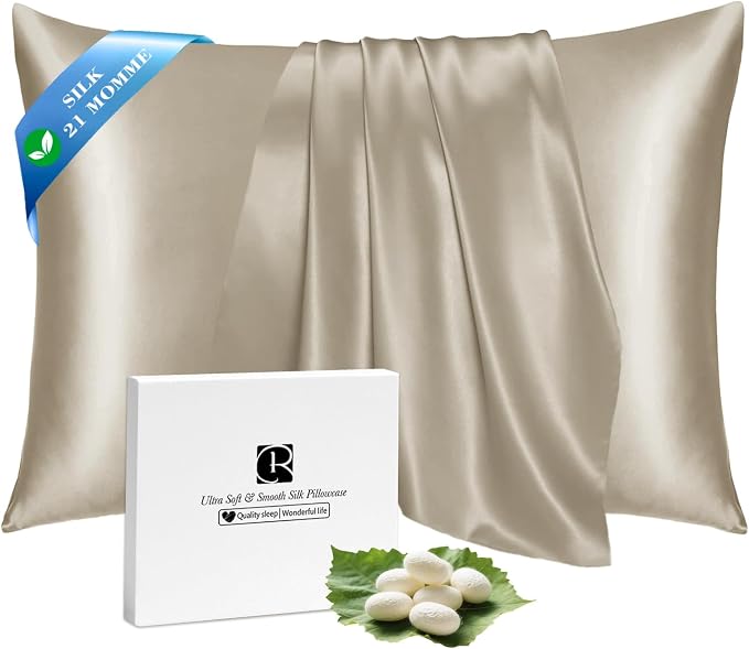 Ravmix Silk Pillow Cases with Zipper, 21momme Mulberry Silk Pillowcase by Ravmix