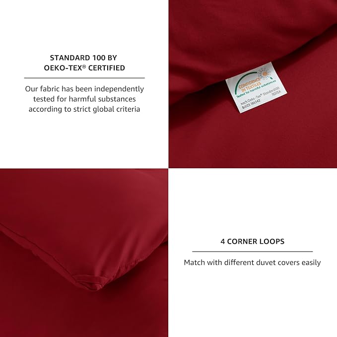 CozyLux Oversized King Comforter Set Dark Red, 3 Pieces 120x98 Solid Breathable - Image 4