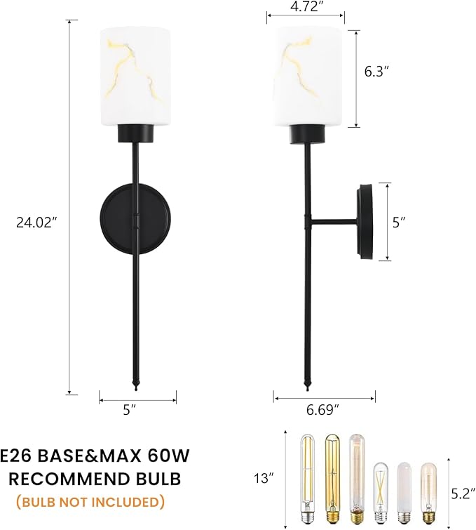 Black Wall Sconces Set of 2 - Image 5