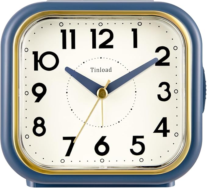 Tinload 4.3" Vintage Retro Analog Alarm Clock, Super Silent Non Ticking Clock by Tinload