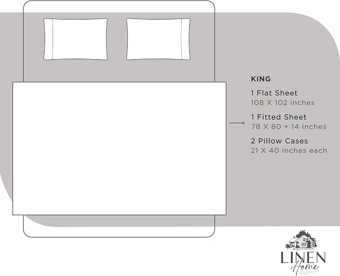 Linen Home 100% Cotton Percale King Size Sheets - Image 6