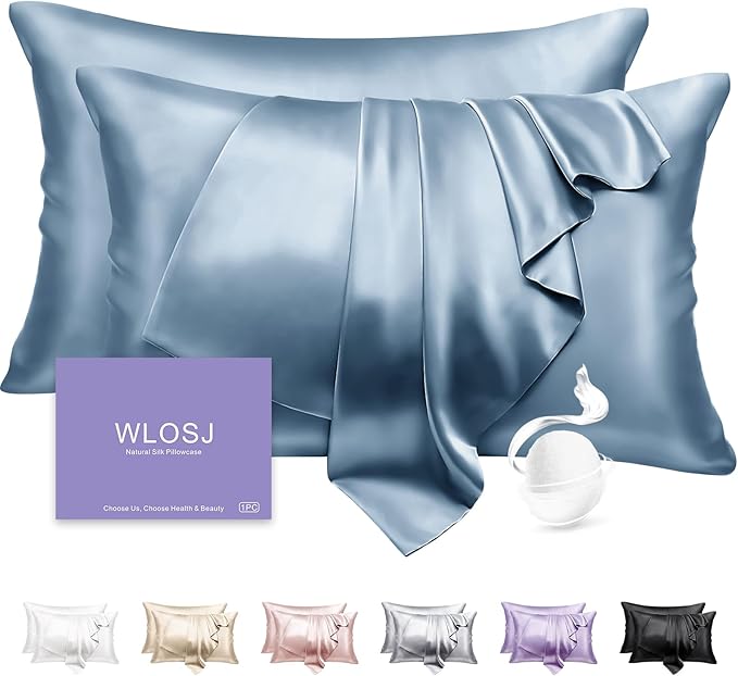 100% Silk Pillow Cases 2 Pack King Size Mulberry Silk Pillowcase Set of 2 by WLOSJ