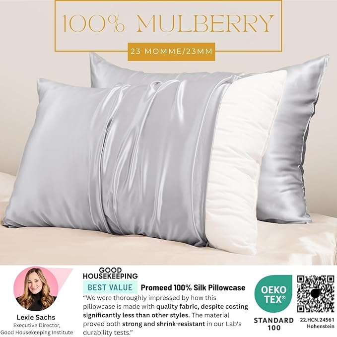 PROMEED 100% Mulberry Silk Pillowcase King - Image 2
