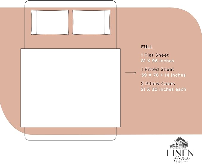Linen Home 100% Cotton Percale Sheets Full Size, Tera Clay, Deep Pocket - Image 6