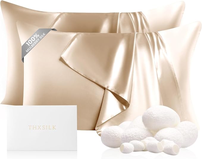 THXSILK Set of 2 Mulberry Silk Pillowcases by THXSILK