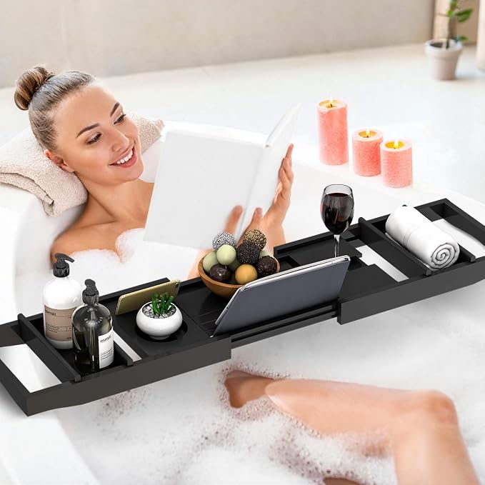 Domax Bathtub Caddy Tray Expandable Bamboo Tub Tray - Image 4
