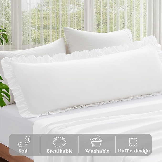KKJIAF Ruffle Body Pillow Cases Set of 1, Ruffled Pillow Covers - Image 2