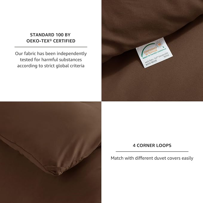 CozyLux Twin Comforter Set Brown, 2 Pieces Twin Extra Long Solid Breathable - Image 5
