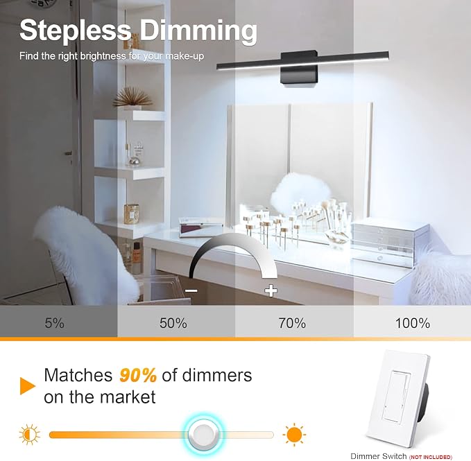VOLISUN Modern Bathroom Vanity Light 23.6 inch, 14W Dimmable 5CCT Led Bathroom - Image 3