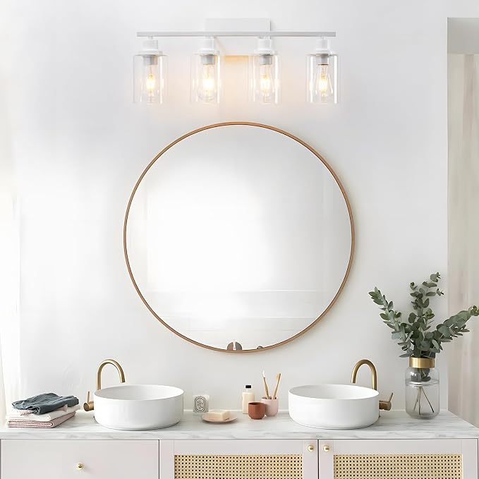 4 Light White Bathroom Light Fixtures Vanity Light Over Mirror Modern Wall - Image 3