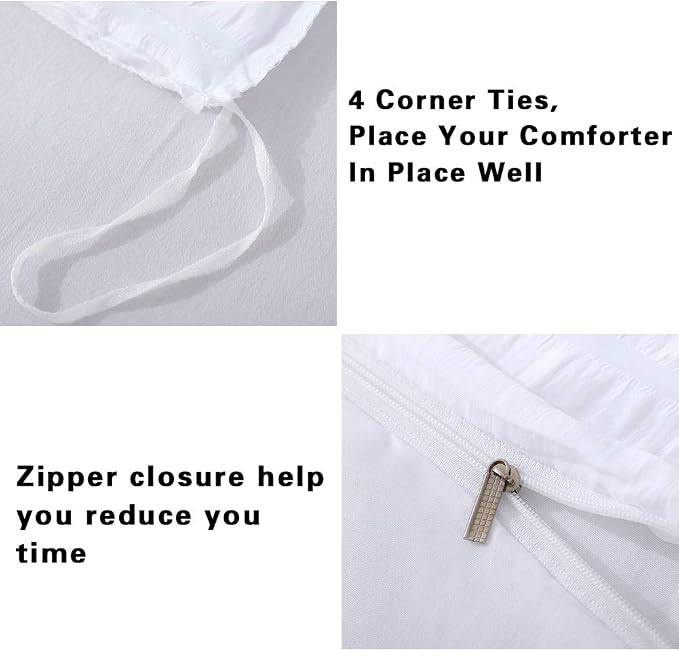AveLom White Duvet Cover Twin Size，2 Pieces Stripe Textured Soft Washed - Image 5