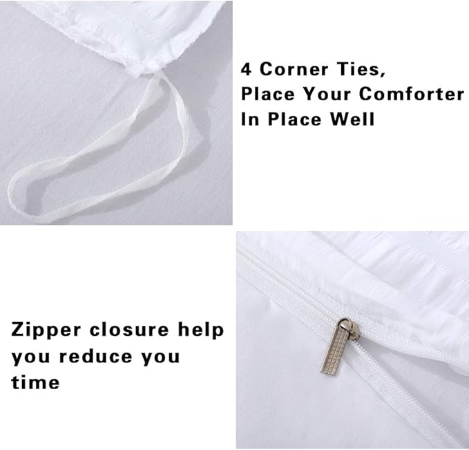 AveLom White Duvet Cover Set California King Size, 3 Pieces, Seersucker Soft - Image 4