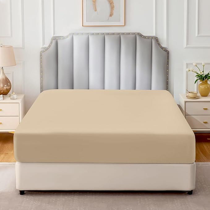 FreshCulture Pure Cotton Fitted Sheets Twin XL Size, 300 Thread Count Percale - Image 2