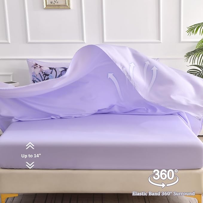 Luxudecor Lavender Purple Floral Comforter Set Queen Size 7 Piece, Flower Bed - Image 5